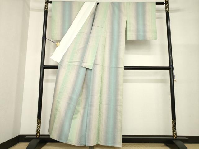 平和屋着物▽紅花紬 米沢 単衣 間道 正絹 逸品 AABG7610ck