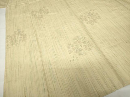 平和屋着物▽結城紬 単衣 80亀甲 花唐草文 飛び亀甲柄 正絹 逸品 AABG7612ck