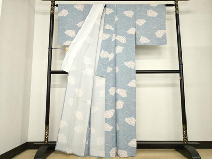 平和屋着物▽小紋 単衣 割り付き文 さんび謹製 洗える着物 AABG7615ck