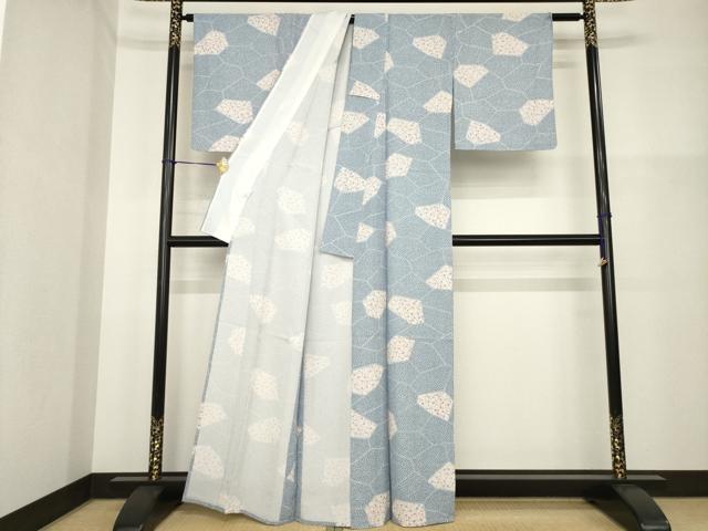 平和屋着物▽小紋 単衣 割り付き文 さんび謹製 洗える着物 AABG7615ck