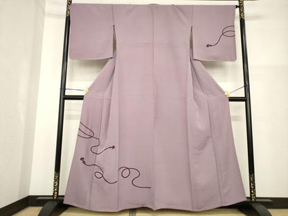 平和屋着物▽訪問着　単衣　総刺繍　紐　金糸　正絹　逸品　AABG7618ck