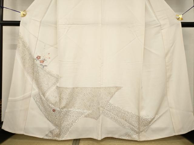 平和屋着物▽訪問着 単衣 刺繍 飾花文 金彩 銀糸 正絹 逸品 AABG7620ck