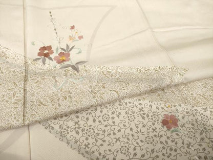 平和屋着物▽訪問着 単衣 刺繍 飾花文 金彩 銀糸 正絹 逸品 AABG7620ck