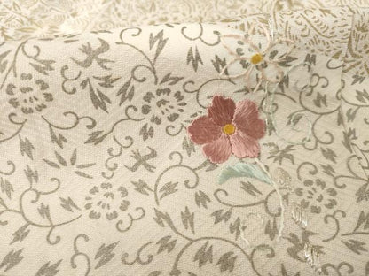 平和屋着物▽訪問着 単衣 刺繍 飾花文 金彩 銀糸 正絹 逸品 AABG7620ck