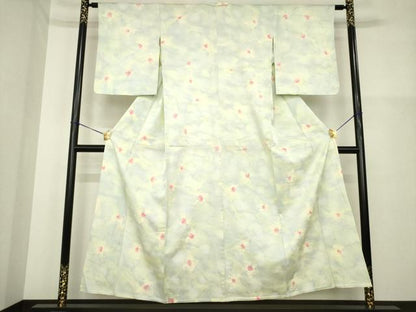 平和屋着物▽上質な小紋 単衣 舞花文 暈し染め 正絹 逸品 AABG7624ck