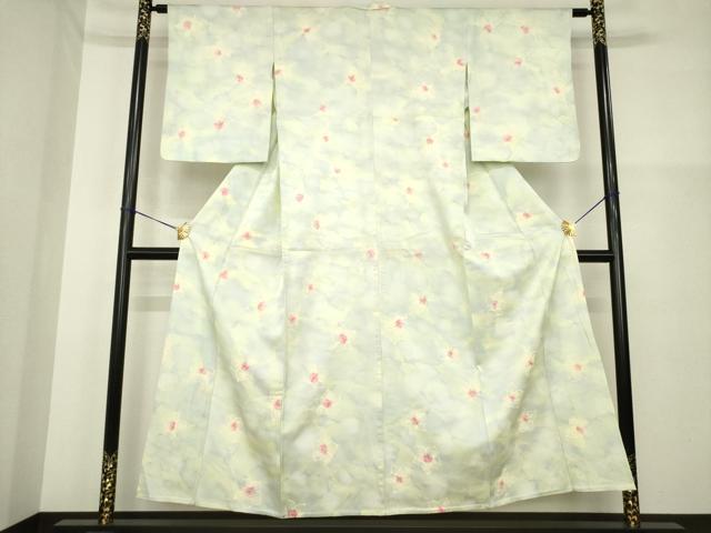 平和屋着物▽上質な小紋 単衣 舞花文 暈し染め 正絹 逸品 AABG7624ck