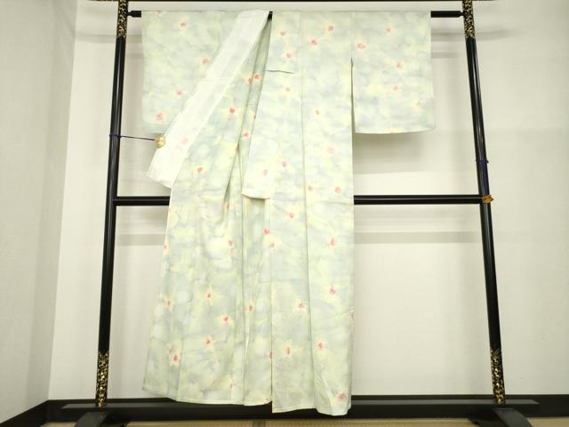平和屋着物▽上質な小紋 単衣 舞花文 暈し染め 正絹 逸品 AABG7624ck