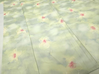平和屋着物▽上質な小紋 単衣 舞花文 暈し染め 正絹 逸品 AABG7624ck