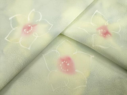 平和屋着物▽上質な小紋 単衣 舞花文 暈し染め 正絹 逸品 AABG7624ck