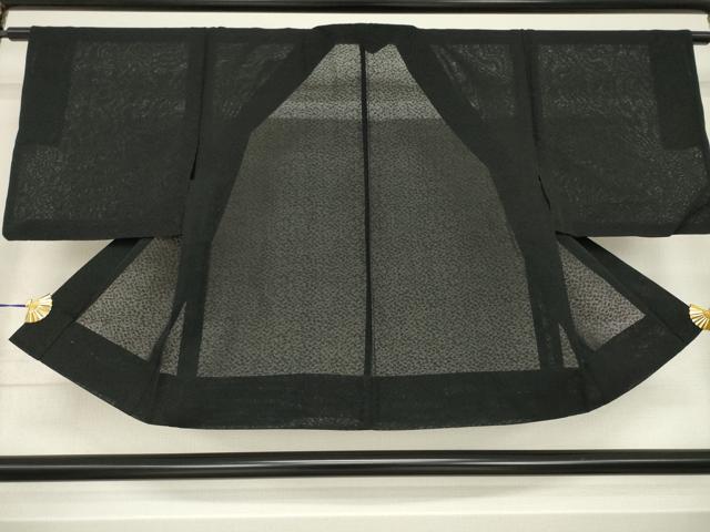 平和屋着物▽羽織 スリーシーズン 春夏秋 塵除け 葉尽くし紋紗 黒地 正絹 逸品 AABG7627ck