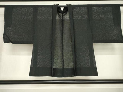 平和屋着物▽羽織 スリーシーズン 春夏秋 塵除け 葉尽くし紋紗 黒地 正絹 逸品 AABG7627ck