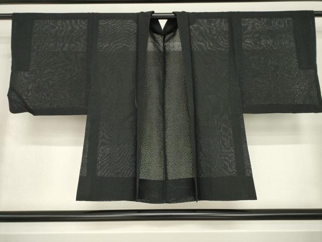平和屋着物▽羽織 スリーシーズン 春夏秋 塵除け 葉尽くし紋紗 黒地 正絹 逸品 AABG7627ck