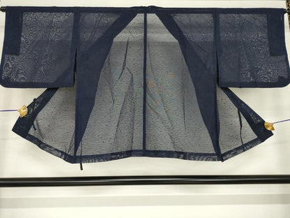 平和屋着物▽羽織 スリーシーズン 春夏秋 塵除け 流水紋紗 青褐色 正絹 逸品 AABG7628ck