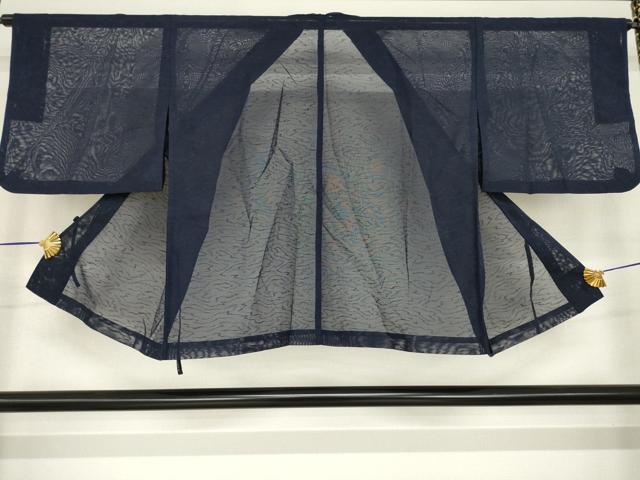 平和屋着物▽羽織 スリーシーズン 春夏秋 塵除け 流水紋紗 青褐色 正絹 逸品 AABG7628ck