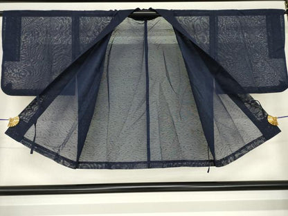 平和屋着物▽羽織 スリーシーズン 春夏秋 塵除け 流水紋紗 青褐色 正絹 逸品 AABG7628ck