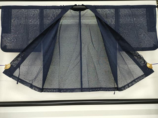 平和屋着物▽羽織 スリーシーズン 春夏秋 塵除け 流水紋紗 青褐色 正絹 逸品 AABG7628ck