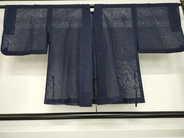 平和屋着物▽羽織 スリーシーズン 春夏秋 塵除け 流水紋紗 青褐色 正絹 逸品 AABG7628ck