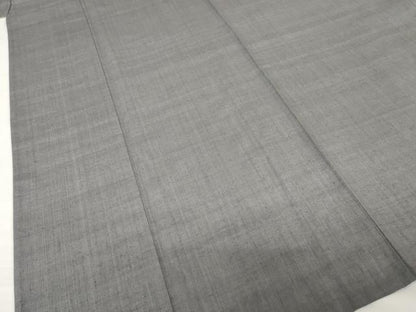 平和屋着物▽本場結城紬 重要無形文化財 単衣 色無地 消炭色 正絹 逸品 AABG7629ck