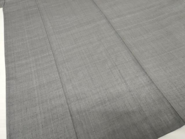 平和屋着物▽本場結城紬 重要無形文化財 単衣 色無地 消炭色 正絹 逸品 AABG7629ck