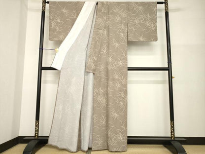 平和屋着物▽小紋 単衣 露芝 洗える着物 AABG7632ck