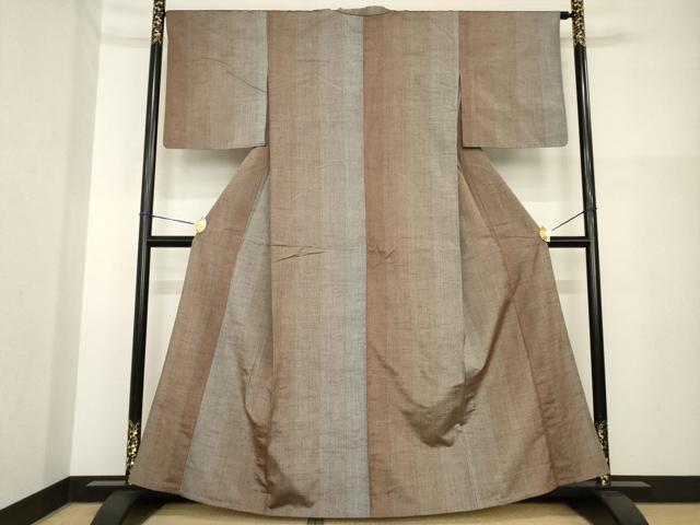平和屋着物▽上質な紬 単衣 間道 正絹 逸品 AABG7636ck