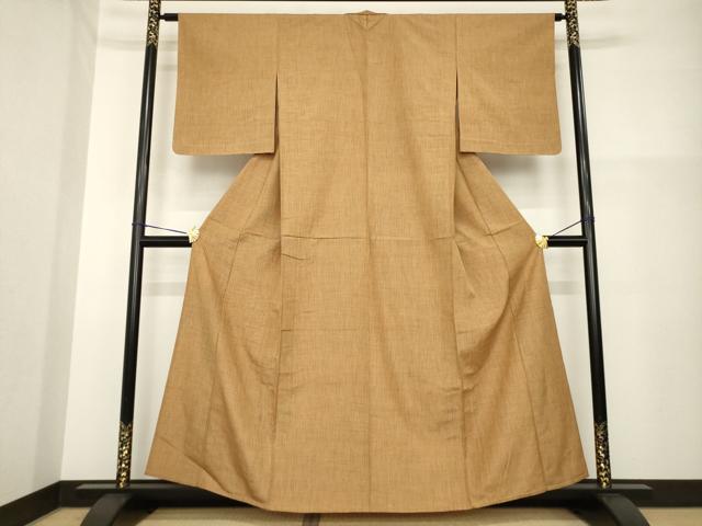 平和屋着物▽上質な紬 単衣 格子 正絹 逸品 AABG7639ck