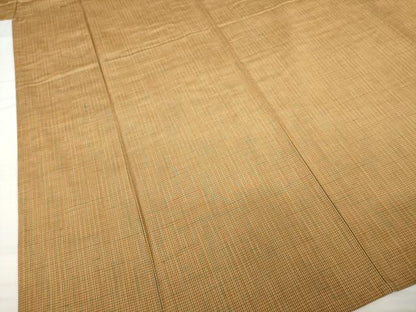 平和屋着物▽上質な紬 単衣 格子 正絹 逸品 AABG7639ck