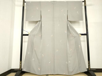 平和屋着物▽上質な小紋 単衣 ろうけつ染め 舞花 南天 正絹 逸品 AABG7640ck