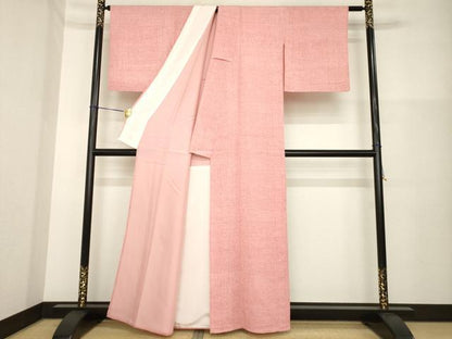平和屋着物▽上質な小紋 単衣 格子 正絹 逸品 AABG7645ck