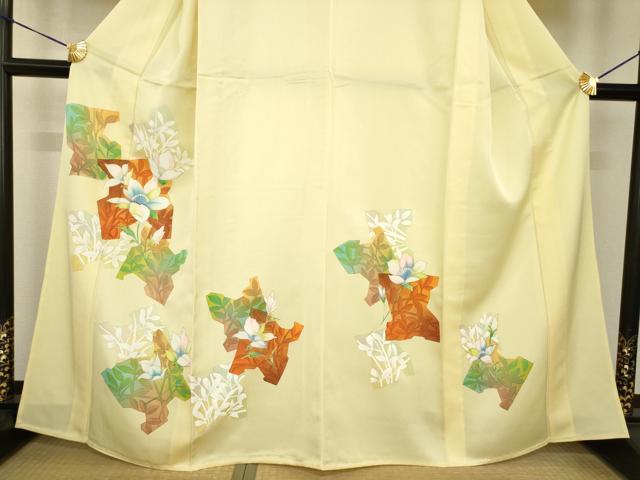 平和屋着物▽訪問着 単衣 刺繍 草花文 金彩 正絹 逸品 AABG7646ck