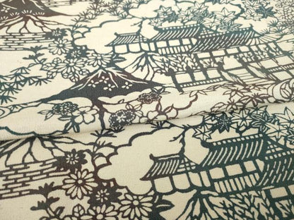 平和屋着物▽上質な小紋 単衣 型染め 風景文 正絹 逸品 AABG7650ck