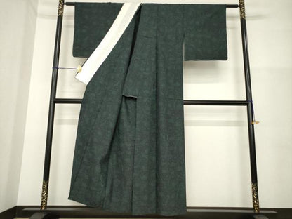 平和屋着物▽上質な紬 単衣 立涌花文 正絹 逸品 未使用 AABG7654ck