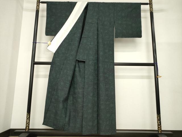 平和屋着物▽上質な紬 単衣 立涌花文 正絹 逸品 未使用 AABG7654ck