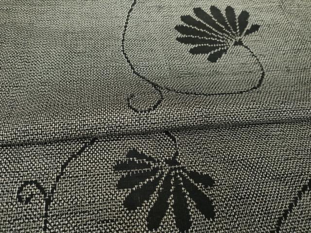 平和屋着物▽上質な紬 単衣 花唐草文 正絹 逸品 AABG7655ck