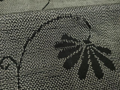 平和屋着物▽上質な紬 単衣 花唐草文 正絹 逸品 AABG7655ck