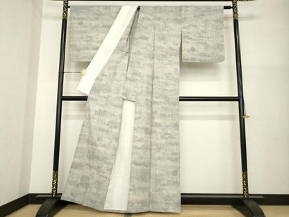 平和屋着物▽本場結城紬 重要無形文化財 単衣 100亀甲 霞亀甲文 正絹 逸品 AABG7658ck