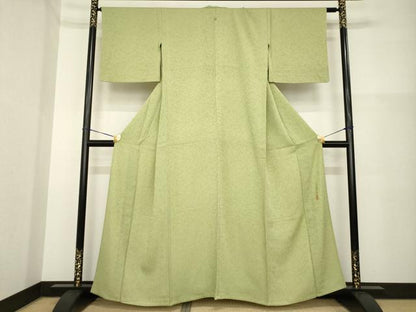 平和屋着物▽本草木染作家 瑞鳳 色無地 単衣 柳茶色 正絹 逸品 AABG7660ck