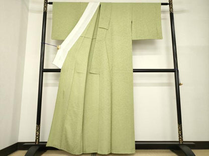 平和屋着物▽本草木染作家 瑞鳳 色無地 単衣 柳茶色 正絹 逸品 AABG7660ck