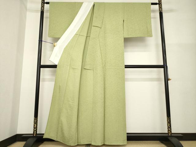 平和屋着物▽本草木染作家 瑞鳳 色無地 単衣 柳茶色 正絹 逸品 AABG7660ck