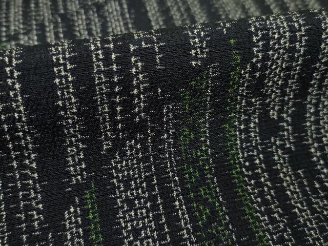 平和屋着物▽本塩沢 単衣 割付き縞文 正絹 逸品 AABG7666ck