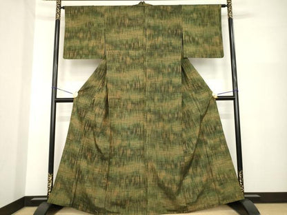平和屋着物▽上質な紬　単衣　霞文　正絹　逸品　AABG7668ck