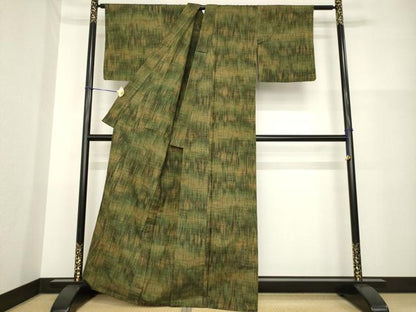 平和屋着物▽上質な紬　単衣　霞文　正絹　逸品　AABG7668ck