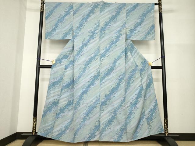 平和屋着物▽上質な小紋 単衣 松葉 正絹 逸品 AABG7669ck