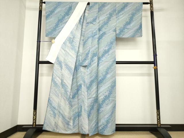 平和屋着物▽上質な小紋 単衣 松葉 正絹 逸品 AABG7669ck