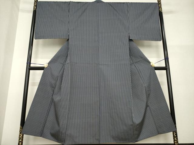 平和屋着物▽男性 紬 単衣 縞 正絹 逸品 AABG7673ck