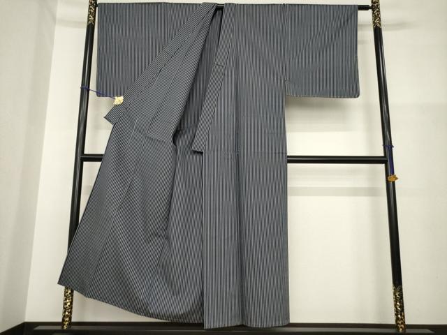平和屋着物▽男性 紬 単衣 縞 正絹 逸品 AABG7673ck