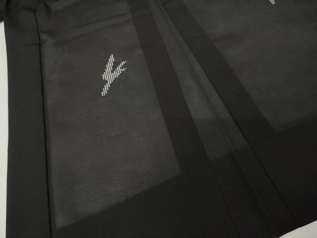 平和屋着物▽羽織 スリーシーズン 春夏秋 塵除け 笹竹紋絽 黒地 正絹 逸品 AABG7675ck