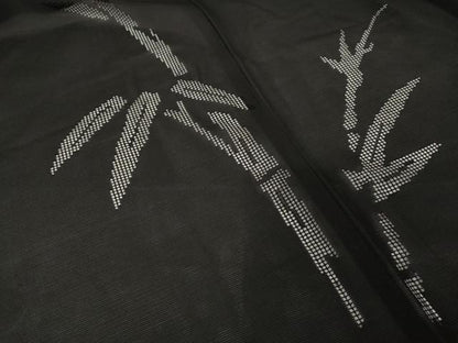 平和屋着物▽羽織 スリーシーズン 春夏秋 塵除け 笹竹紋絽 黒地 正絹 逸品 AABG7675ck