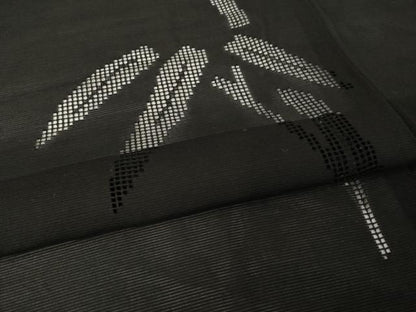 平和屋着物▽羽織 スリーシーズン 春夏秋 塵除け 笹竹紋絽 黒地 正絹 逸品 AABG7675ck