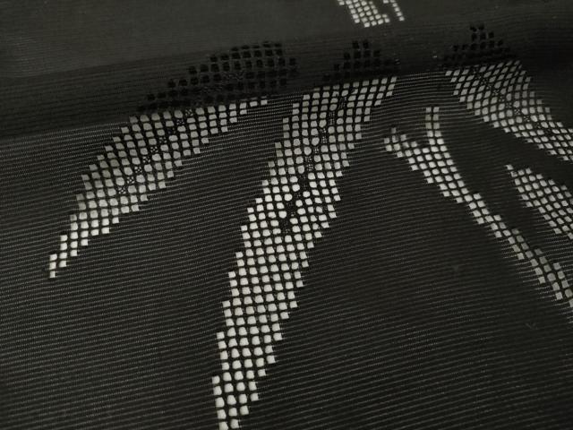 平和屋着物▽羽織 スリーシーズン 春夏秋 塵除け 笹竹紋絽 黒地 正絹 逸品 AABG7675ck